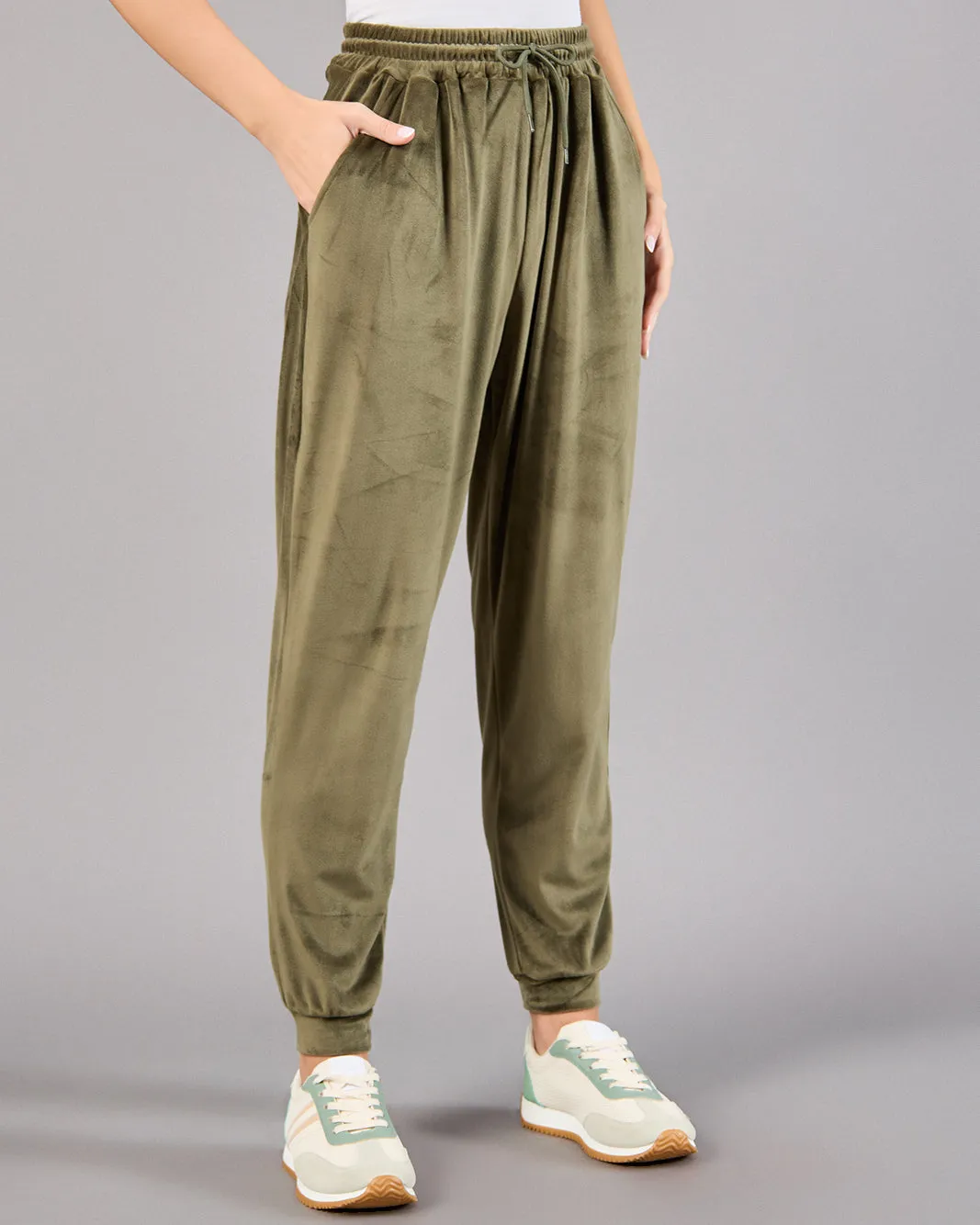 Women Green Plain Jogger Pants sold by Redtag