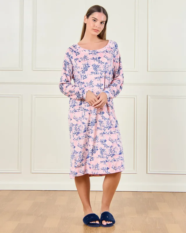 Women Pink Printed Nightgown sold by Redtag