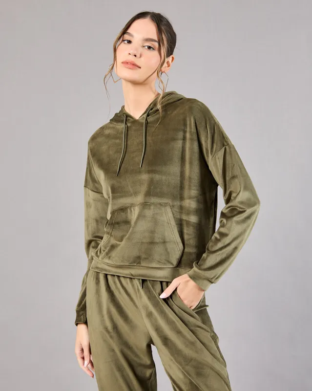 Women Green Hooded Sweatshirt sold by Redtag