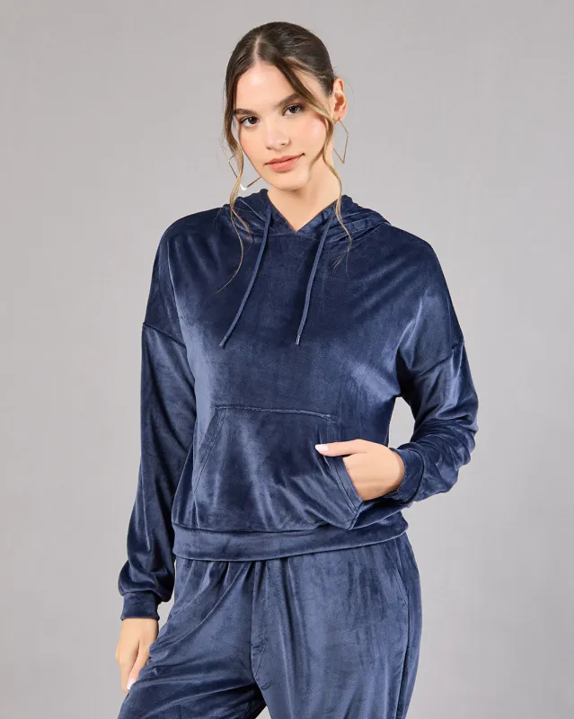Women Navy Hooded Sweatshirt sold by Redtag