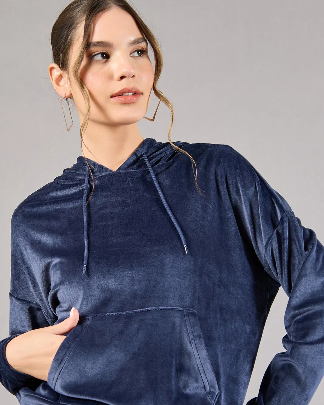 Women Navy Hooded Sweatshirt sold by Redtag product image thumbnail 4