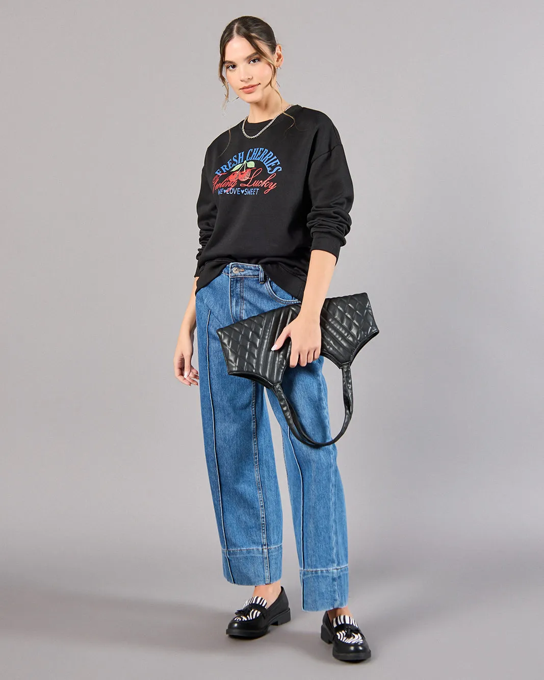 Women Black Printed Sweatshirt sold by Redtag product image thumbnail 2