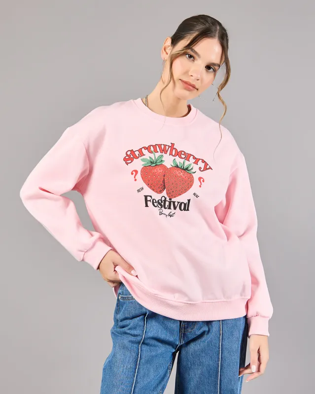 Women Pink Printed Sweatshirt sold by Redtag