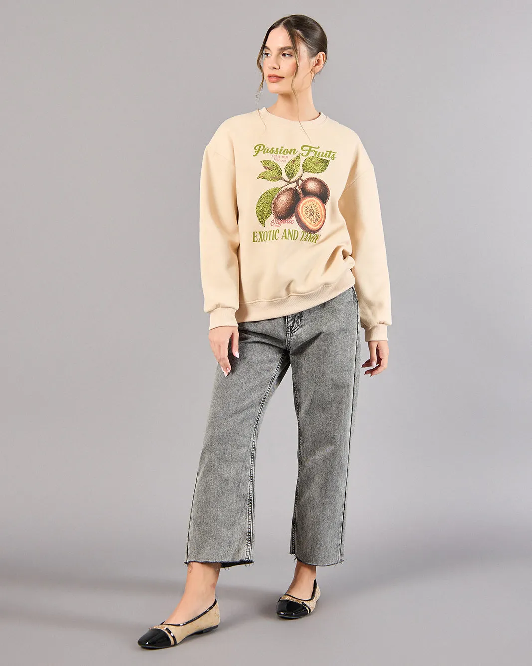 Women Beige Printed Sweatshirt sold by Redtag product image thumbnail 2