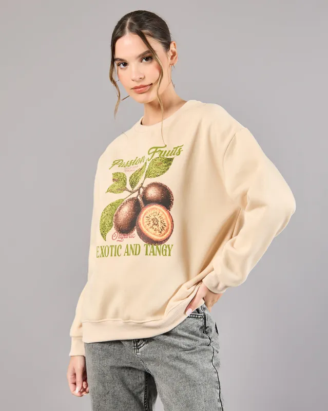 Women Beige Printed Sweatshirt sold by Redtag