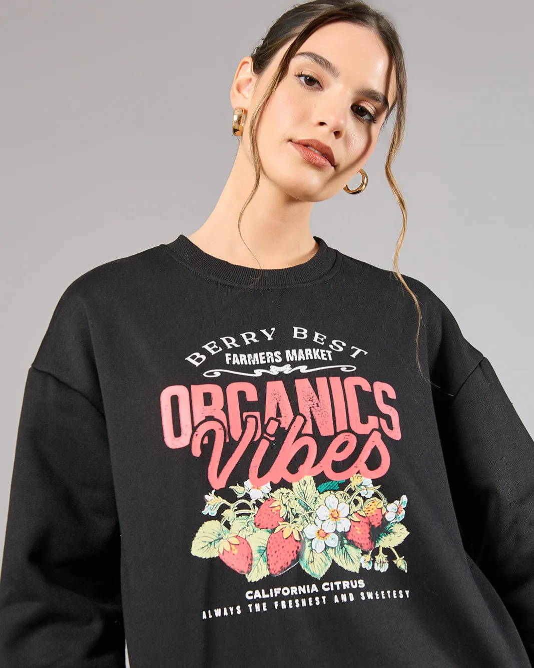 Women Black Printed Sweatshirt sold by Redtag product image thumbnail 4