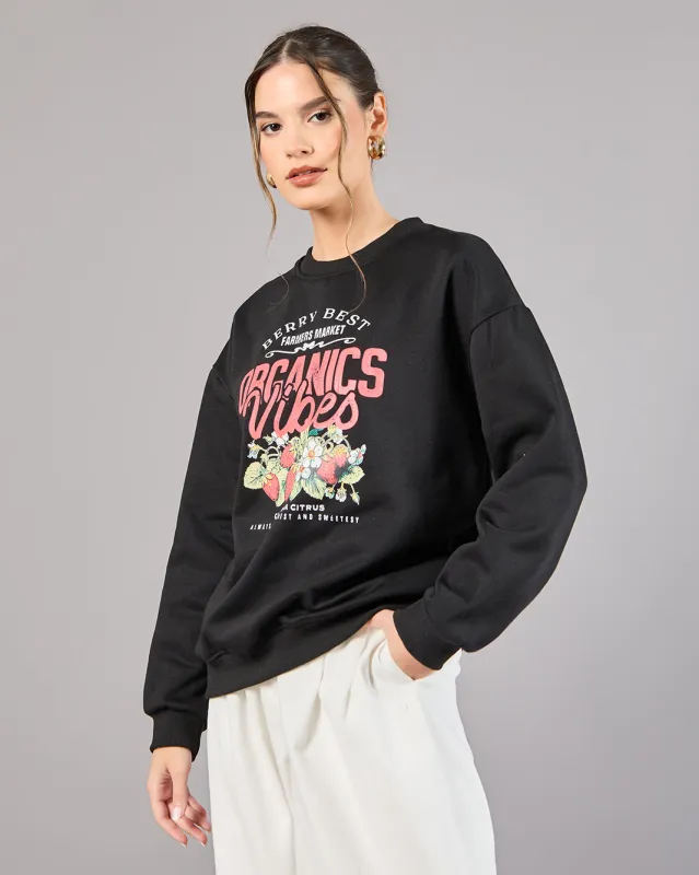Women Black Printed Sweatshirt sold by Redtag