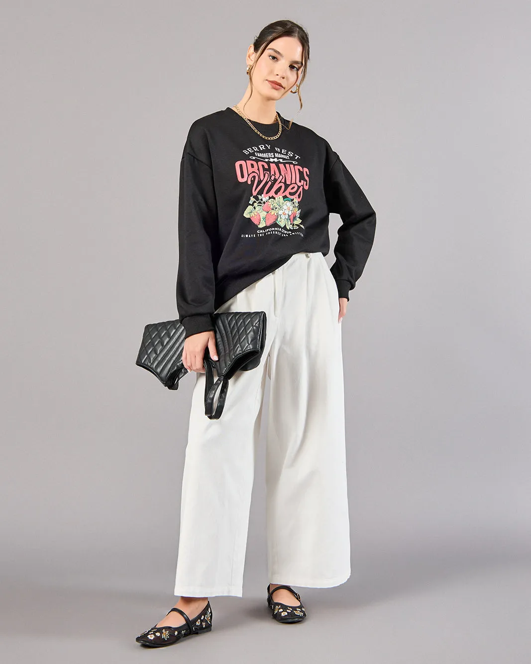 Women Black Printed Sweatshirt sold by Redtag product image thumbnail 2