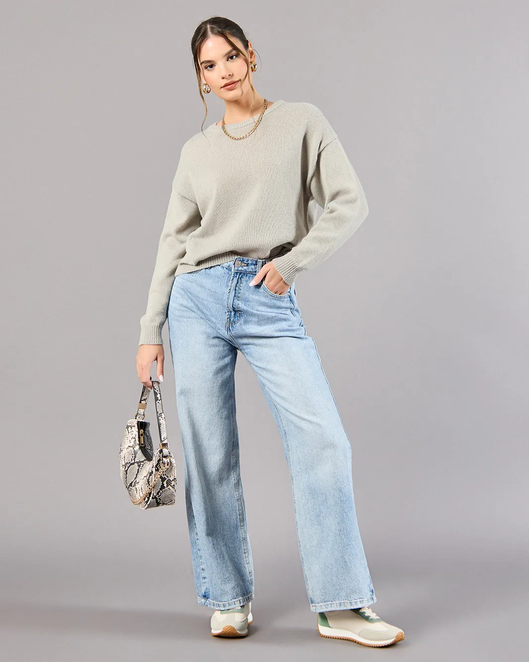 Women Grey Knitted Pullover sold by Redtag product image thumbnail 2