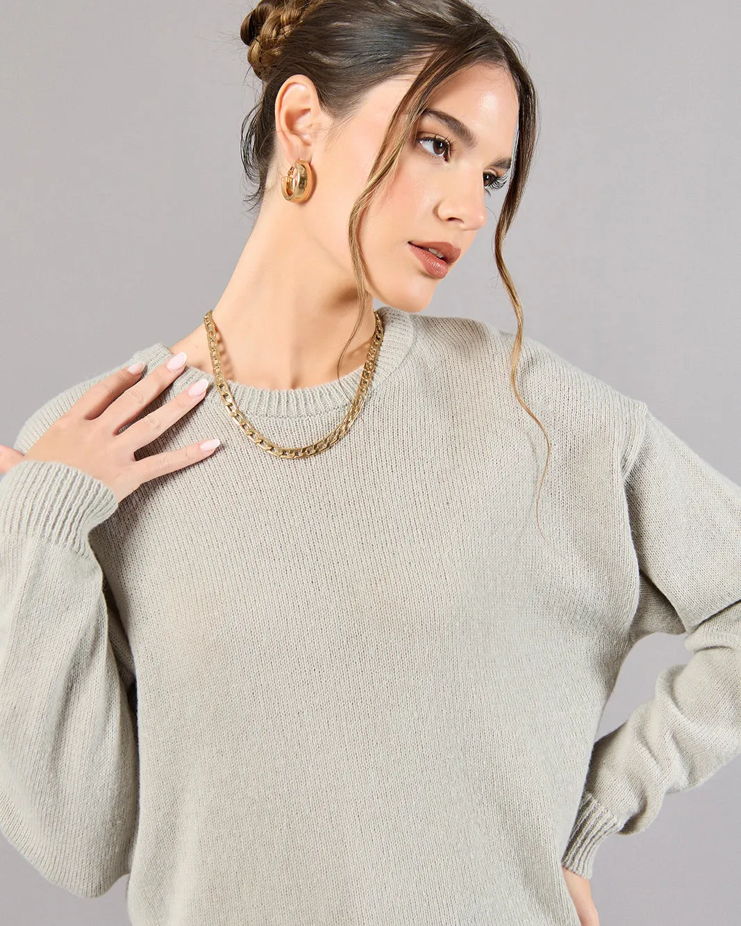 Women Grey Knitted Pullover sold by Redtag product image thumbnail 4
