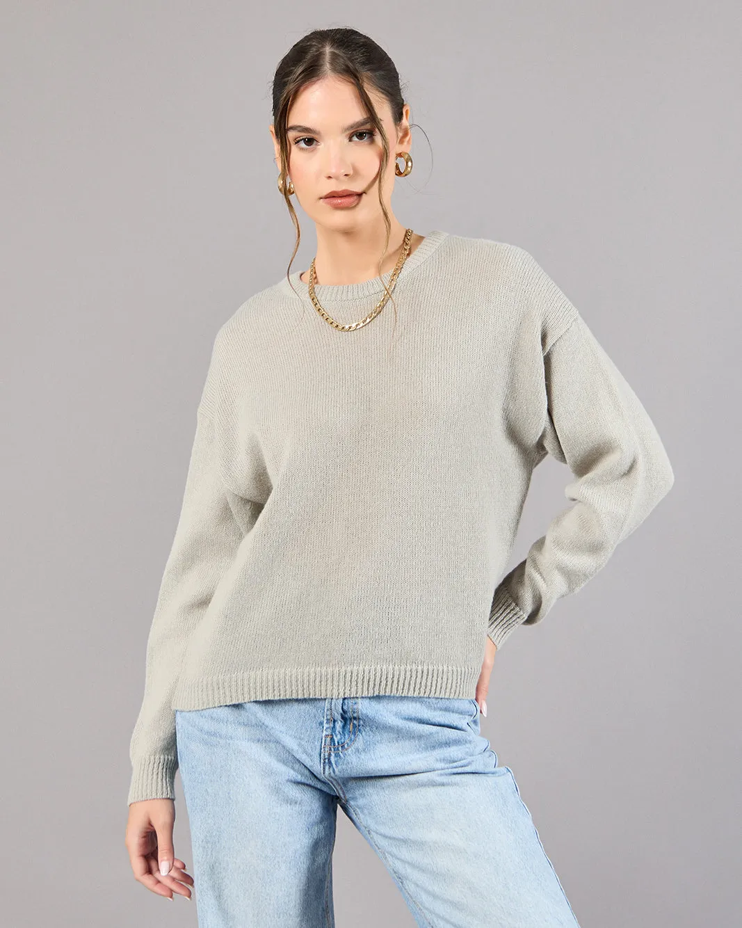 Women Grey Knitted Pullover sold by Redtag