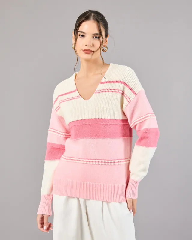 Women Ivory And Pink Knitted Sweater sold by Redtag