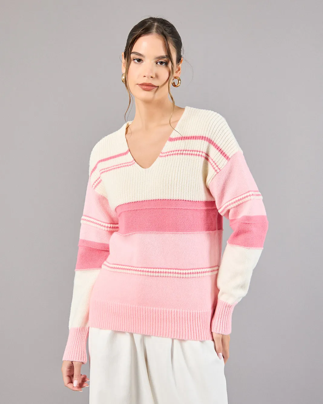 Women Ivory And Pink Knitted Sweater sold by Redtag