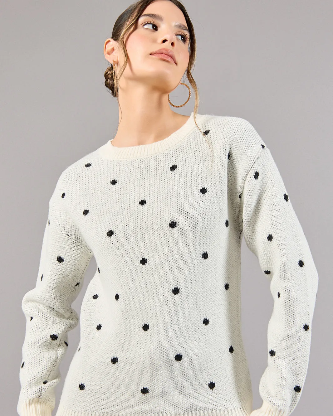 Women Ivory Dotted Sweater sold by Redtag product image thumbnail 4