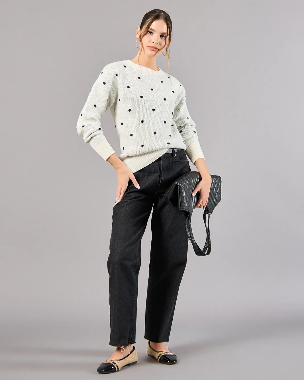 Women Ivory Dotted Sweater sold by Redtag product image thumbnail 2