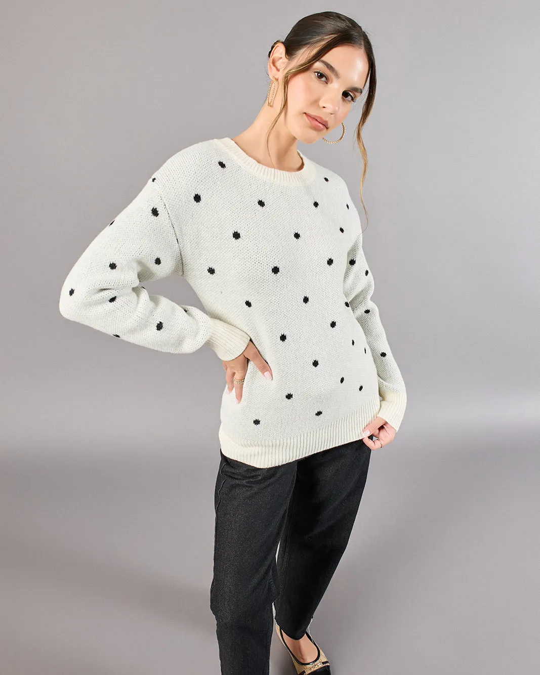 Women Ivory Dotted Sweater sold by Redtag product image thumbnail 5