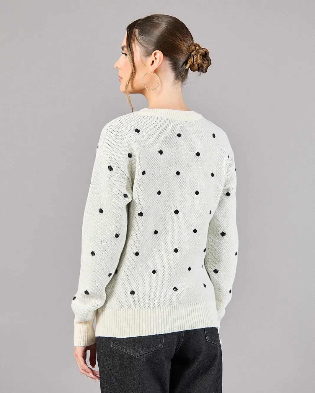Women Ivory Dotted Sweater sold by Redtag product image thumbnail 3
