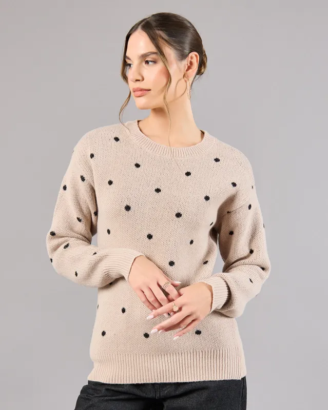 Women Beige Dotted Sweater sold by Redtag
