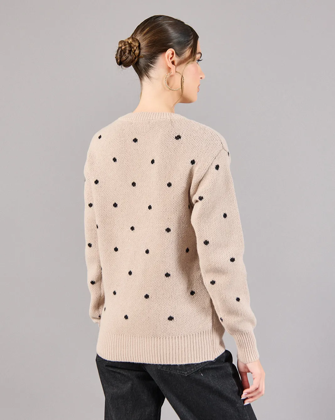 Women Beige Dotted Sweater sold by Redtag product image thumbnail 3