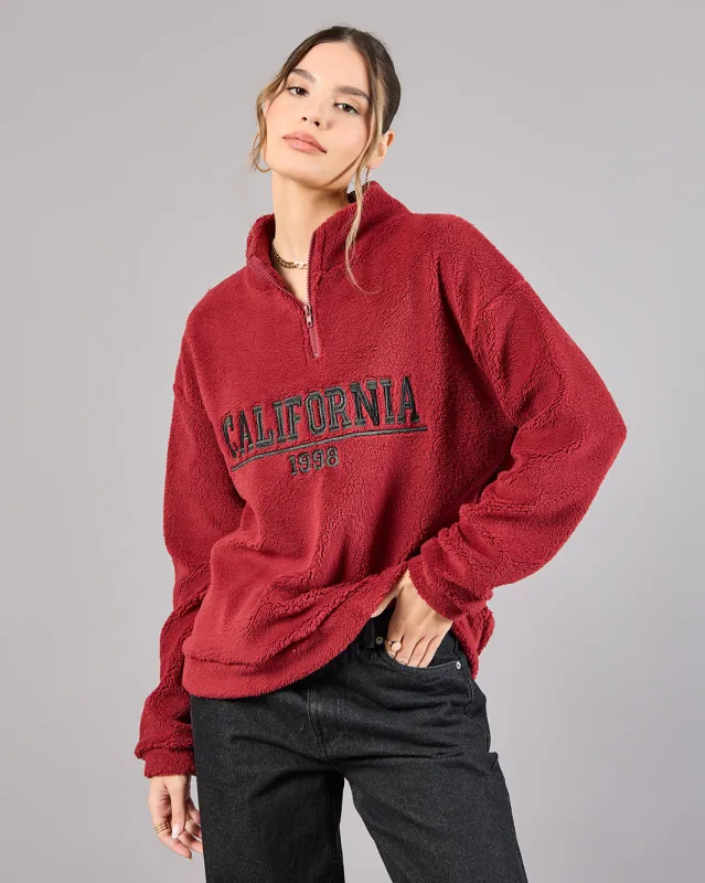 Women Burgundy Embroidered Sweatshirt sold by Redtag