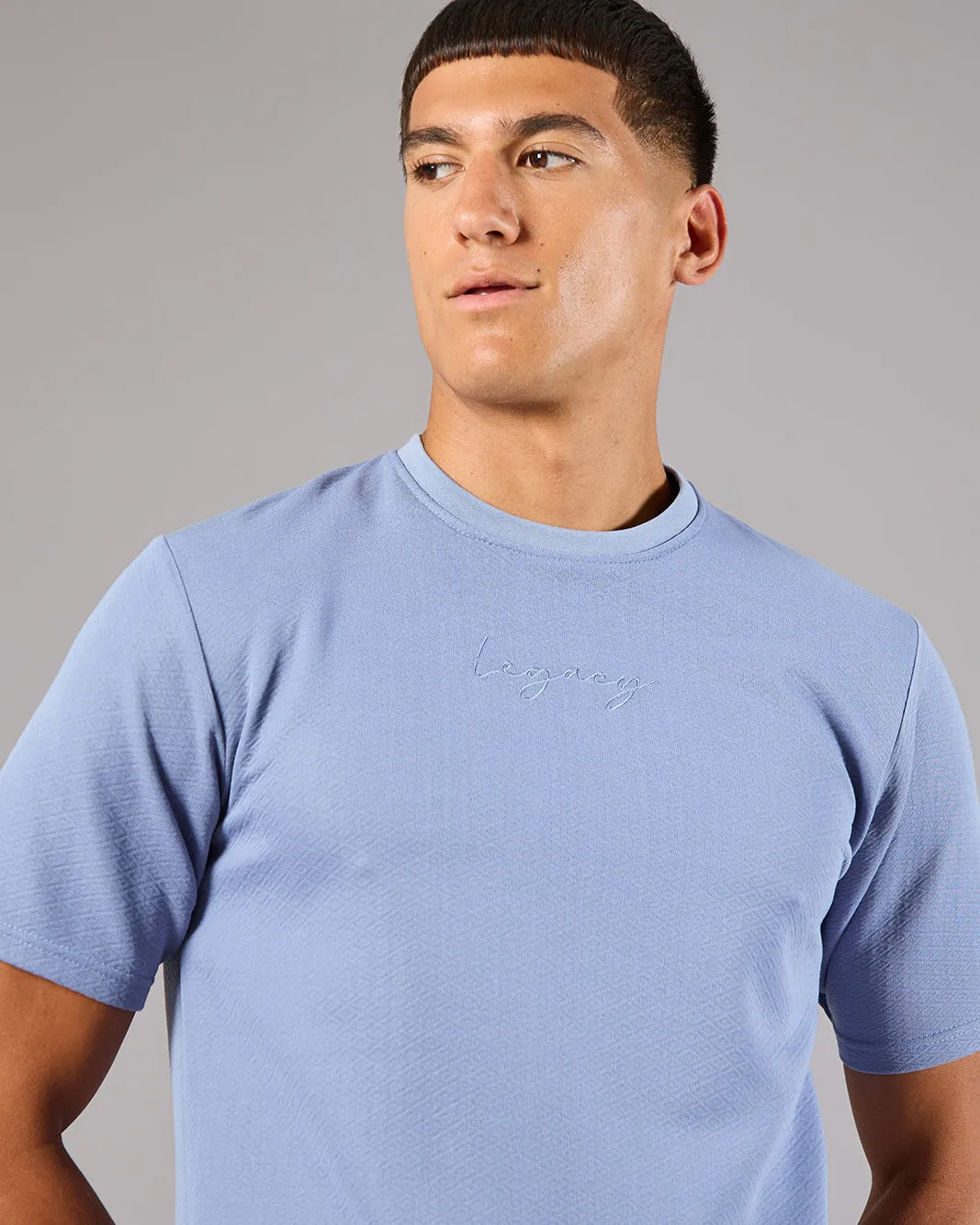 Men Blue Jacquard T-Shirt sold by Redtag product image thumbnail 4