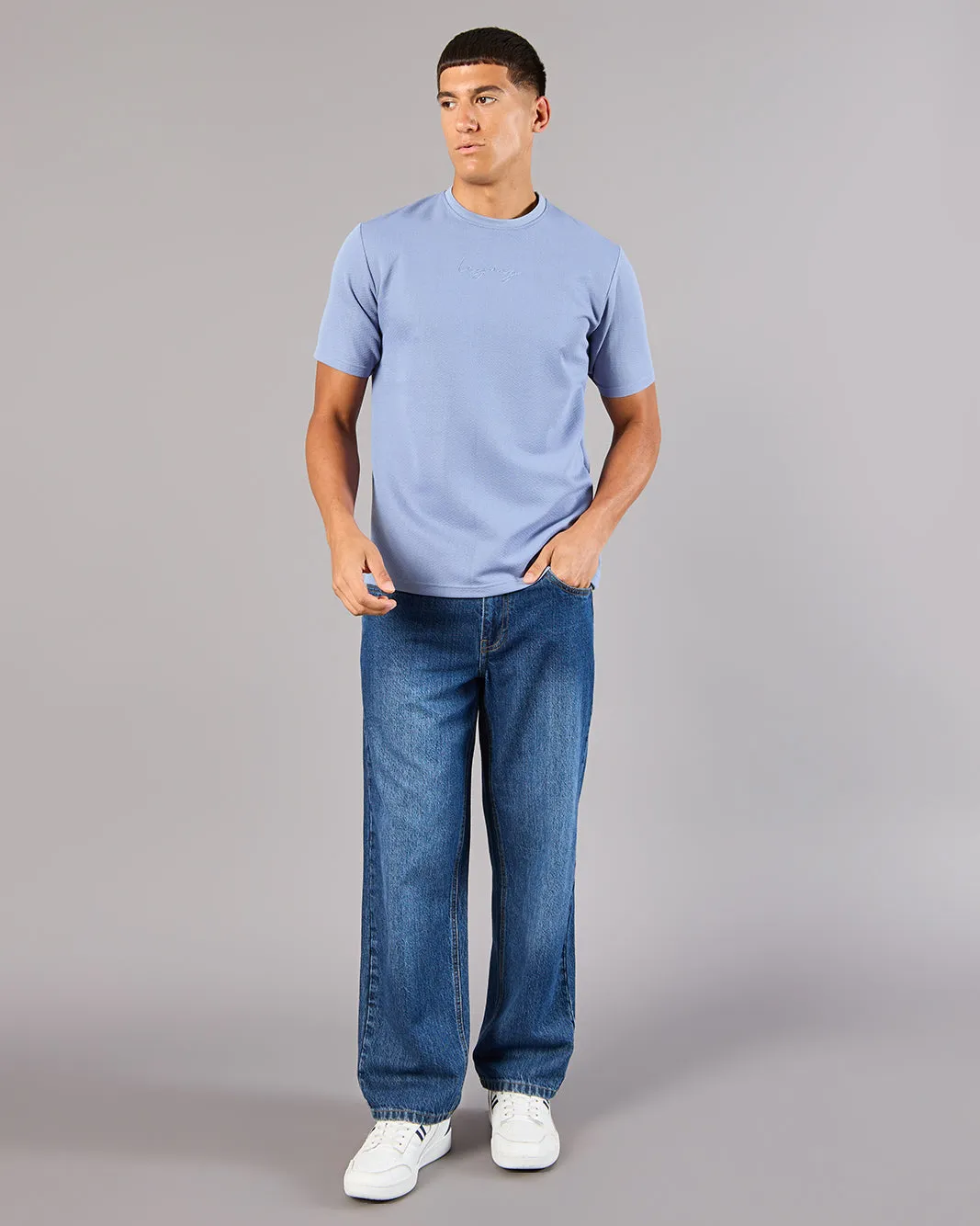 Men Blue Jacquard T-Shirt sold by Redtag product image thumbnail 2