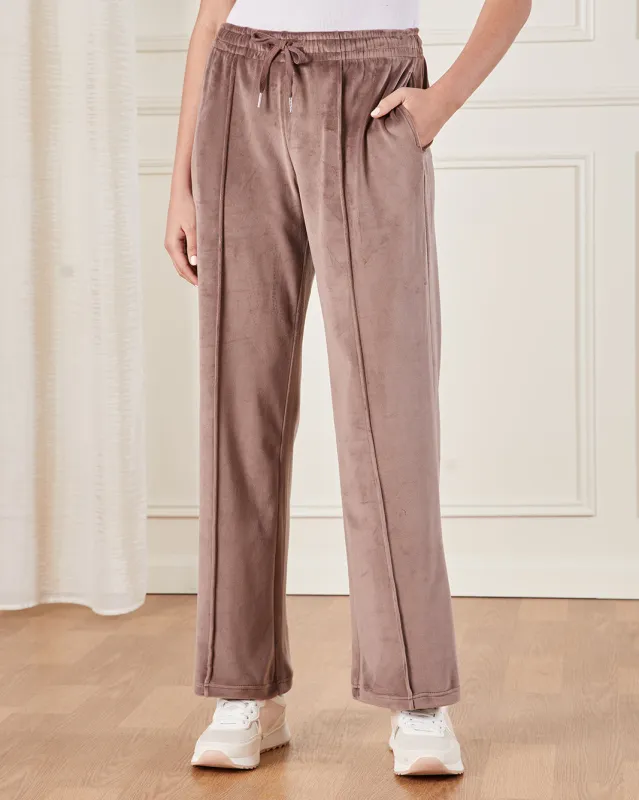 Women Brown Velour Wide leg Active Pants sold by Redtag