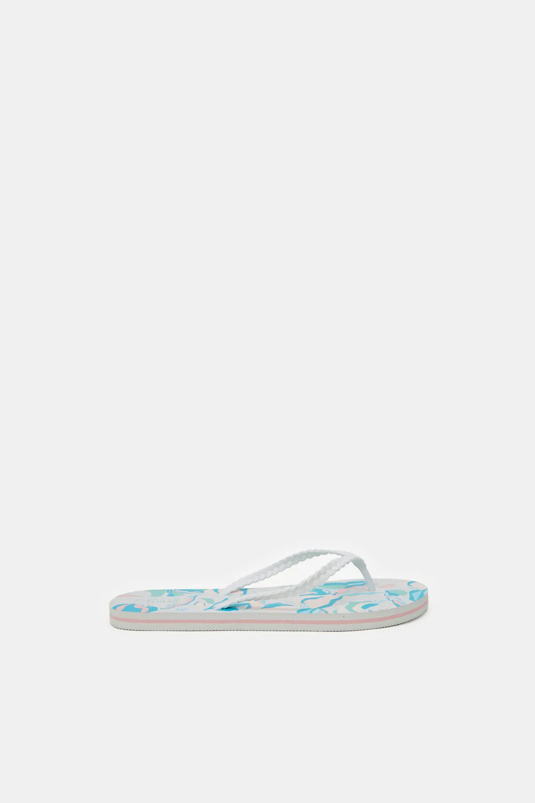 Women White Plait Upper Flip Flops sold by Redtag