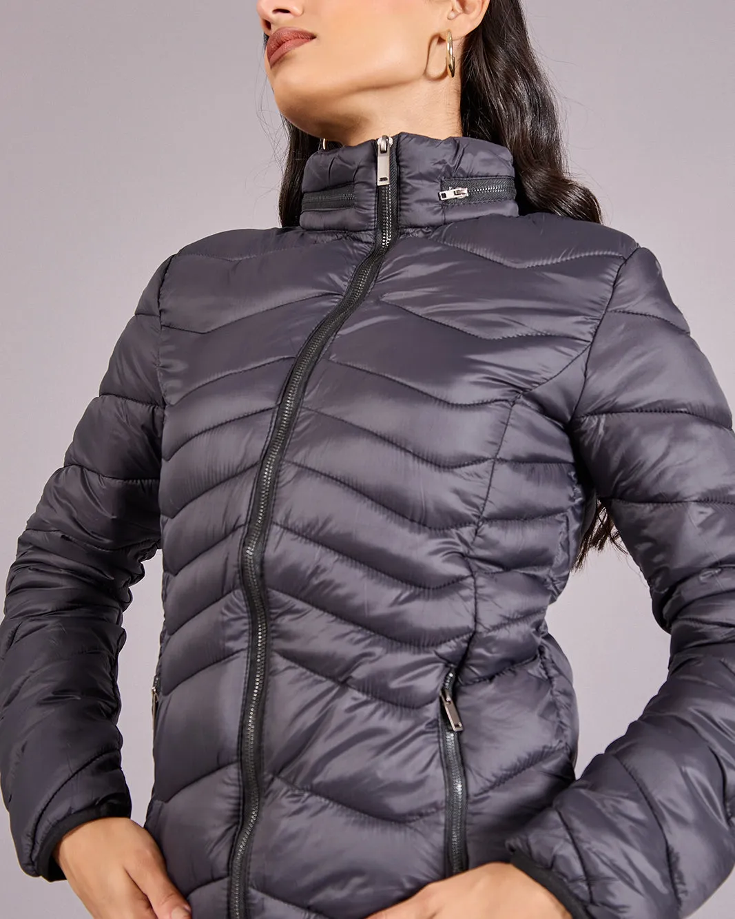 Women Charcoal Padded Jacket sold by Redtag product image thumbnail 4