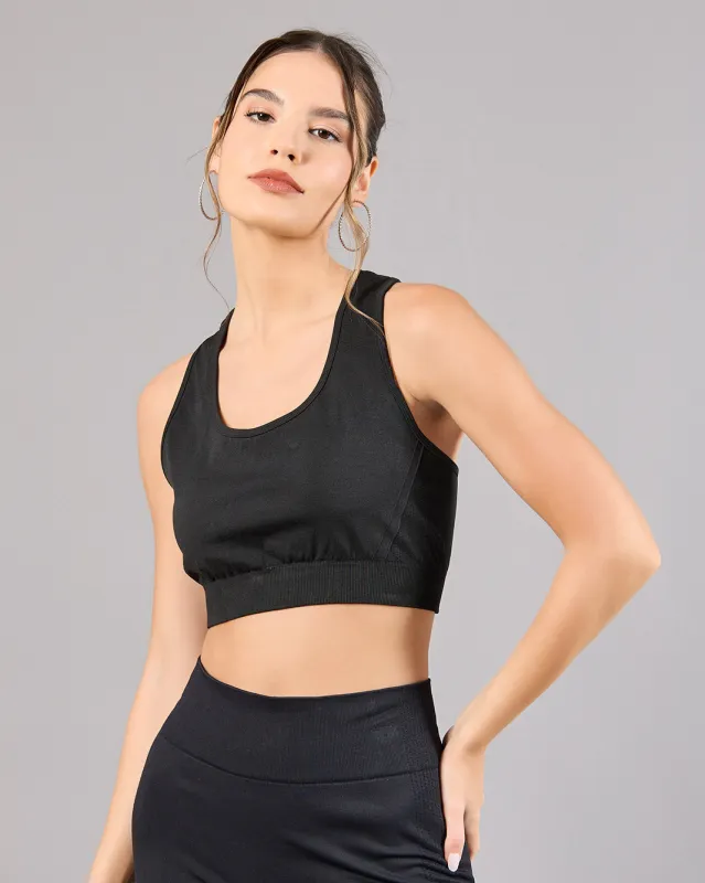 Women Black Low Support Active Bra sold by Redtag