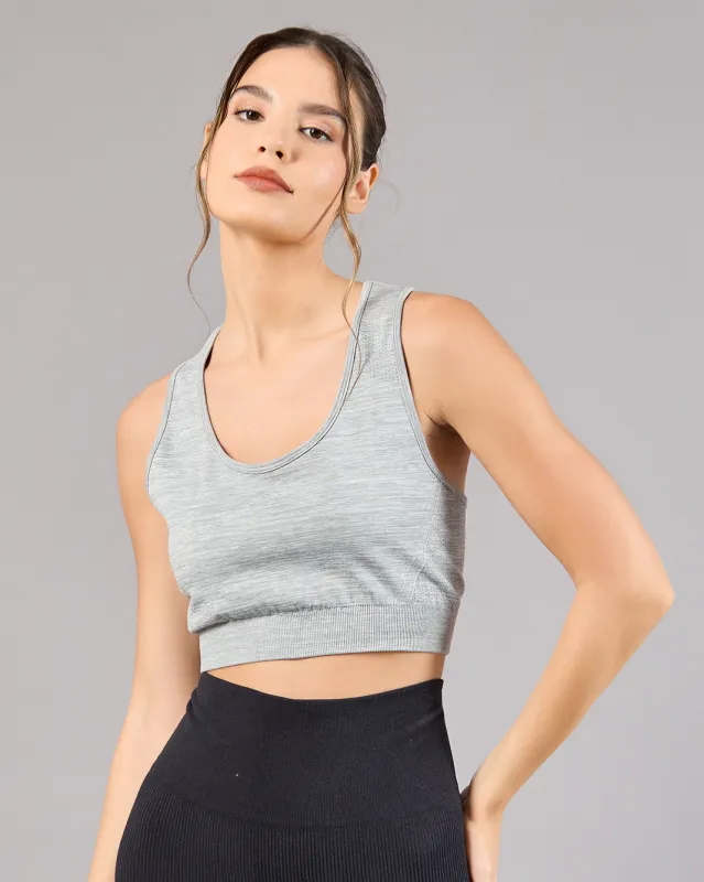 Women Grey Mélange Low Support Active Bra sold by Redtag