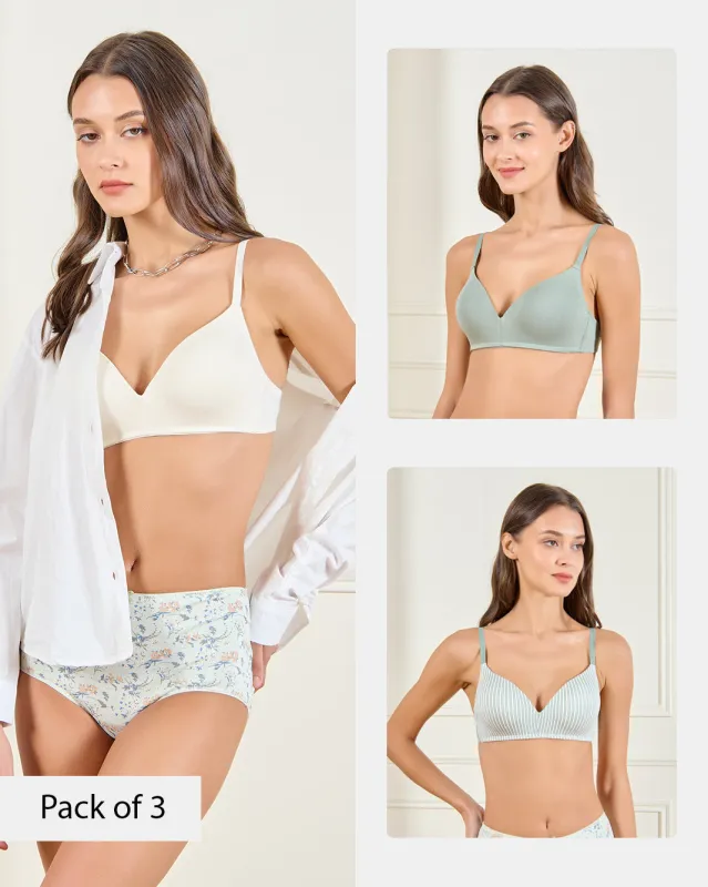 Women Assorted T-Shirt Bra Set (Pack of 3) sold by Redtag
