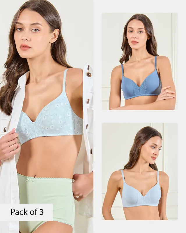 Women Assorted Non-Wired Padded Bra Set (Pack of 3) sold by Redtag