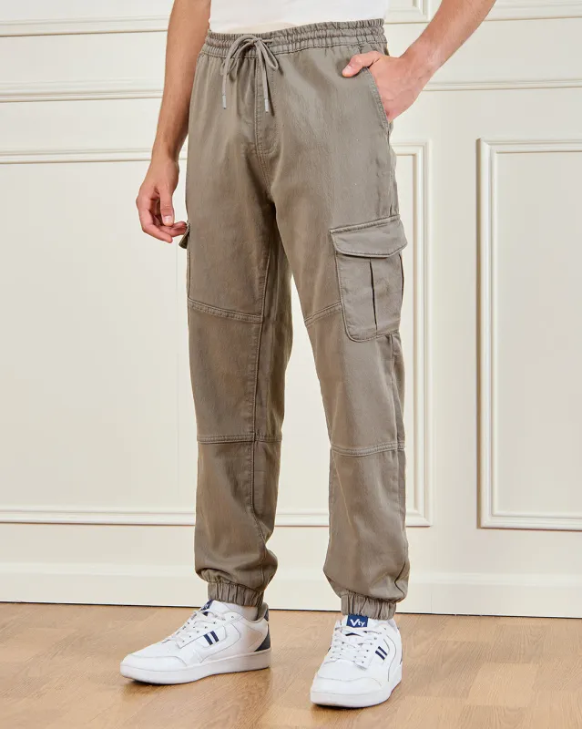 Men Olive Knit Denim Cargo sold by Redtag