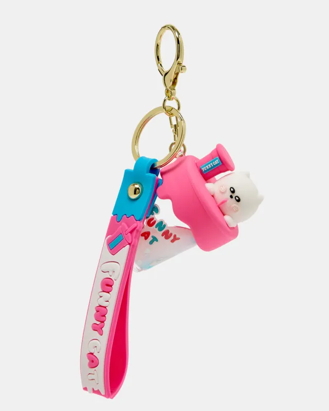 Pink Funny Cat Key Ring sold by Redtag