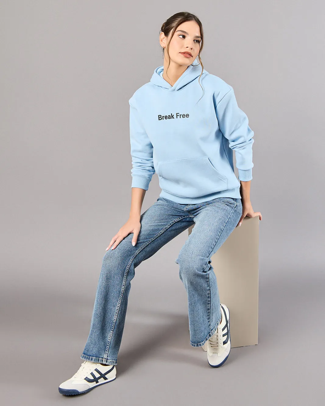 Women Blue Printed Sweatshirt sold by Redtag