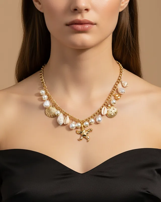 Women Gold Embellished Necklace sold by Redtag