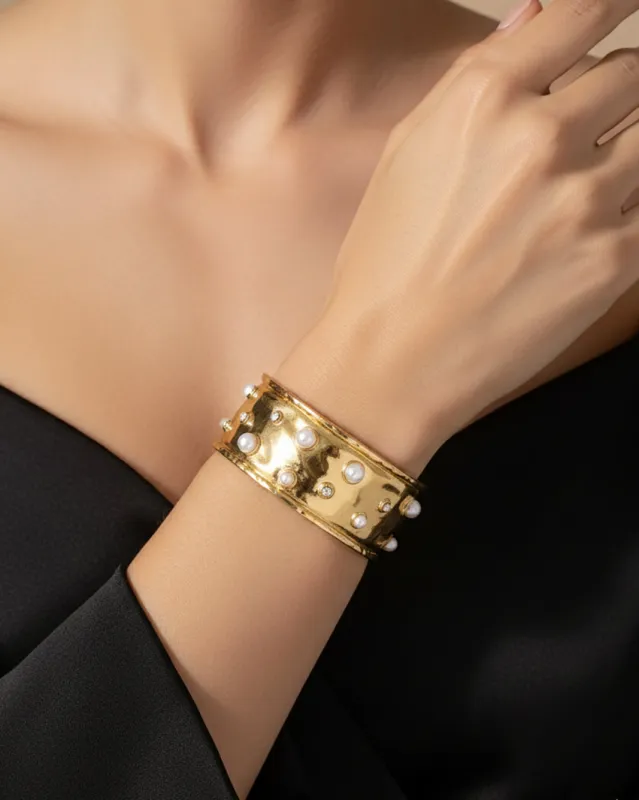 Women Gold Embellished Cuff sold by Redtag