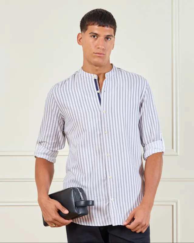 Men White Mandarin Casual Shirt sold by Redtag