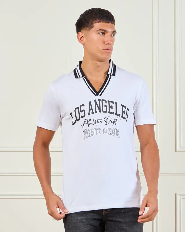 Men White Los Angeles Print Polo Shirt sold by Redtag