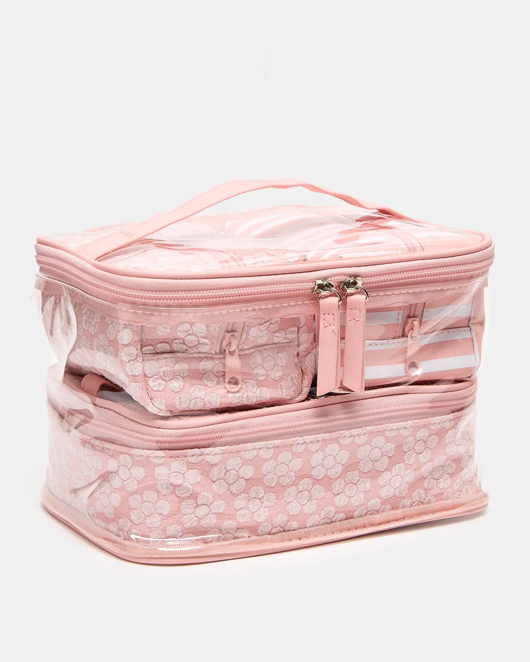 Women Pink Floral Clear Cosmetic Pouches Set sold by Redtag product image thumbnail 3