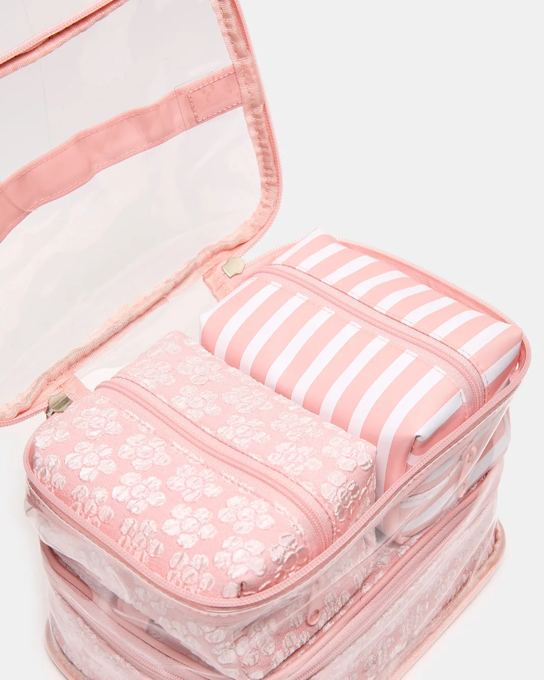 Women Pink Floral Clear Cosmetic Pouches Set sold by Redtag product image thumbnail 5
