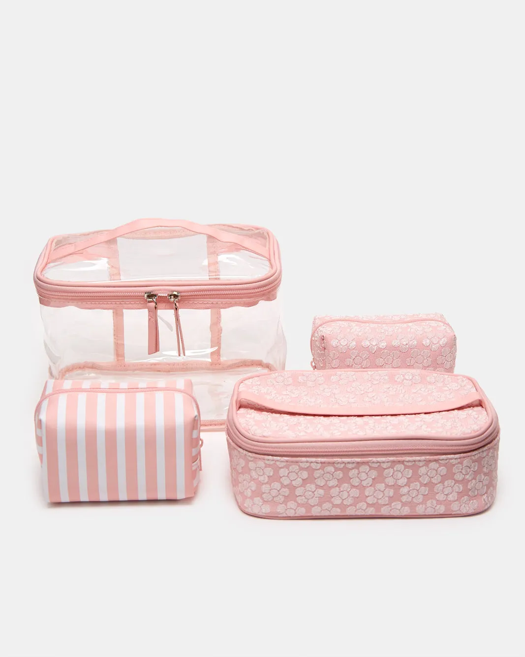 Women Pink Floral Clear Cosmetic Pouches Set sold by Redtag product image thumbnail 2