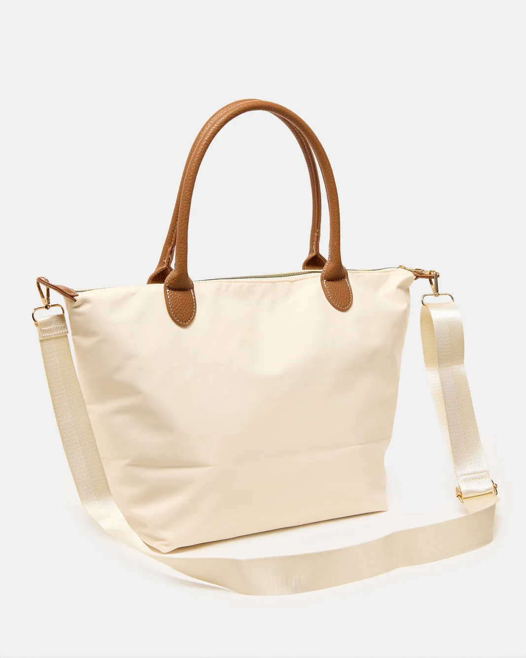 Women Beige Tote Bag with Brown Handles and Front Pocket sold by Redtag product image thumbnail 3