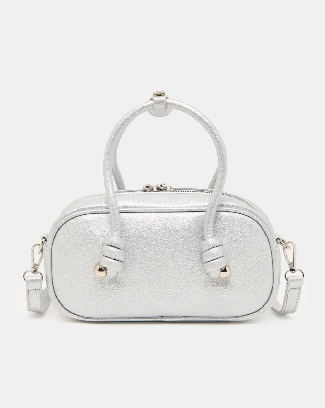 Women Silver Mini Handbag with Top Handles sold by Redtag