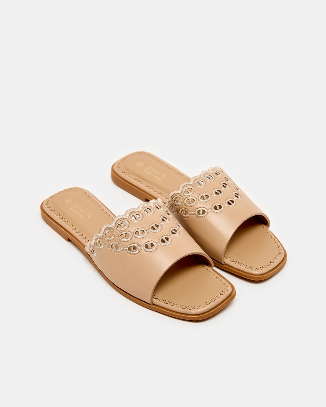 Women Beige Laser Cut Embossed Mule sold by Redtag product image thumbnail 2