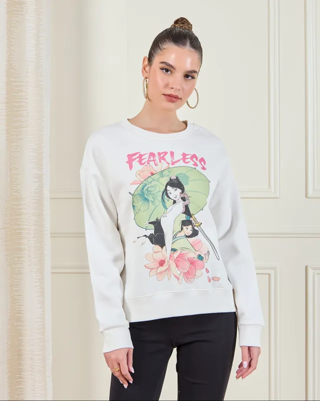 Women Ivory Printed Sweatshirt sold by Redtag