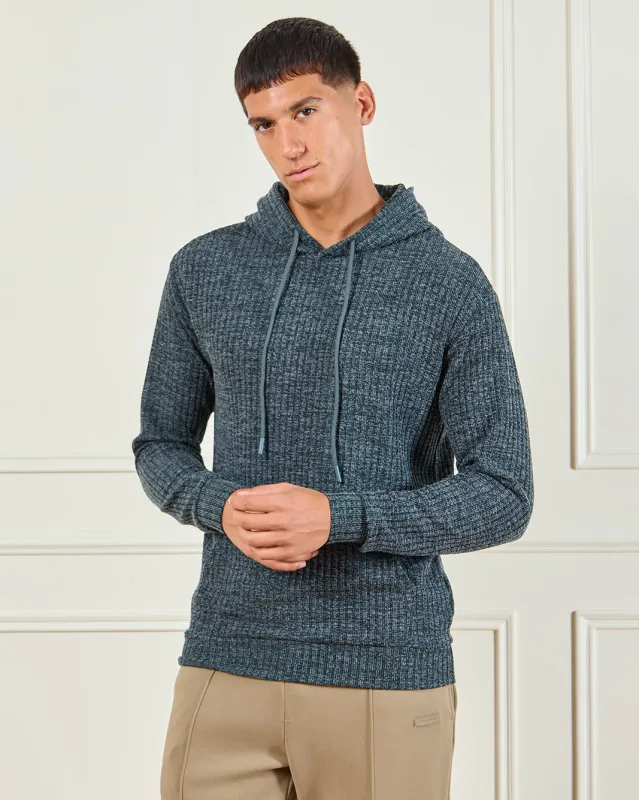 Men Olive Jacquard Hooded Pullover sold by Redtag