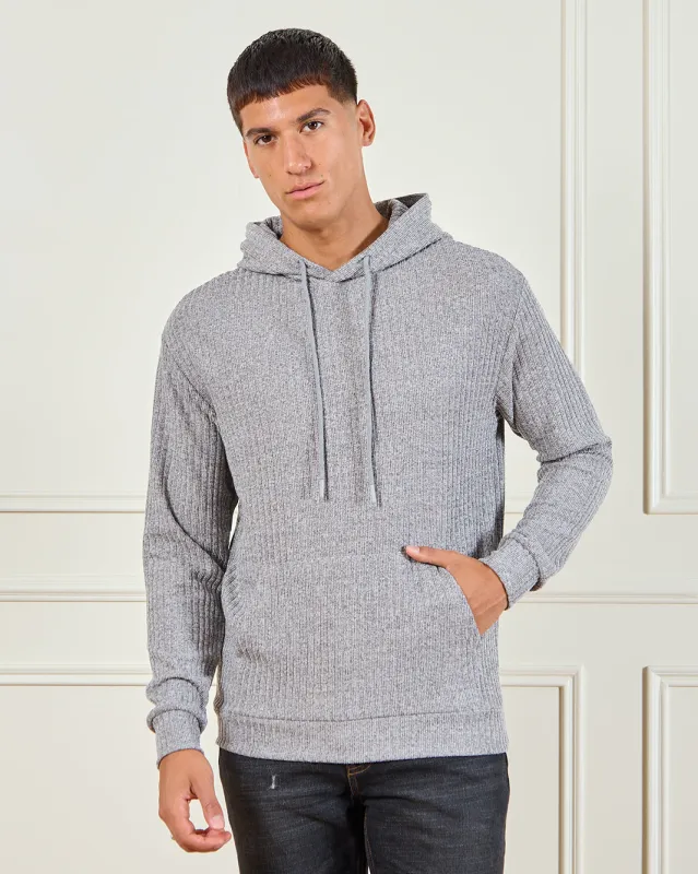 Men Grey Jacquard Hooded Pullover sold by Redtag