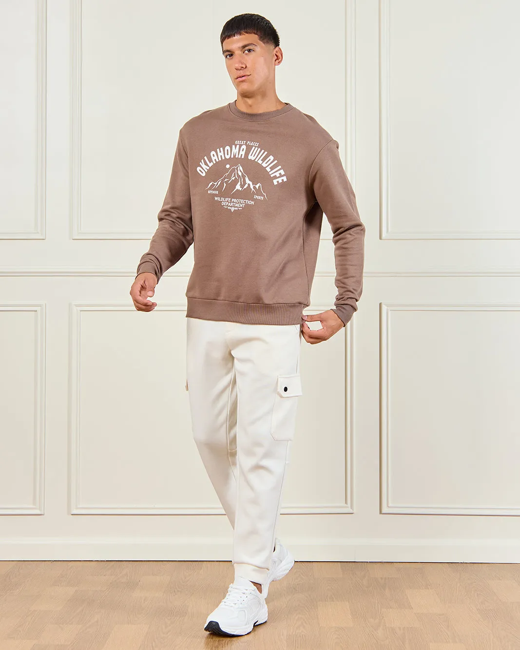 Men Brown Printed Sweatshirt sold by Redtag product image thumbnail 2